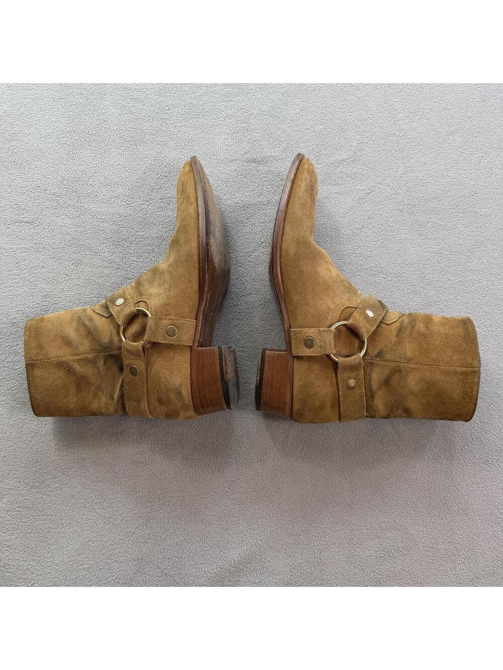 Saint Laurent Paris Wyatt Harness Suede Boots Brown Tan Italy Men's EU 41 US 8 - Picture 7 of 12